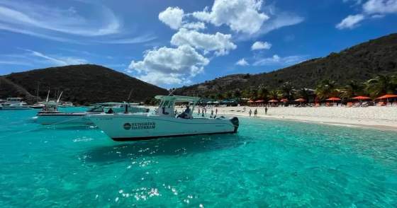 Private Half-Day Jost Van Dyke Powerboat Charter - BVI Trips charter departing from Cruz Bay, St. John (National Park Visitors Center Dock) · Westin Resort, St. John · Sapphire Beach Marina, St. Thomas (East End), US Virgin Islands | 6 Hours, up to 12 guests